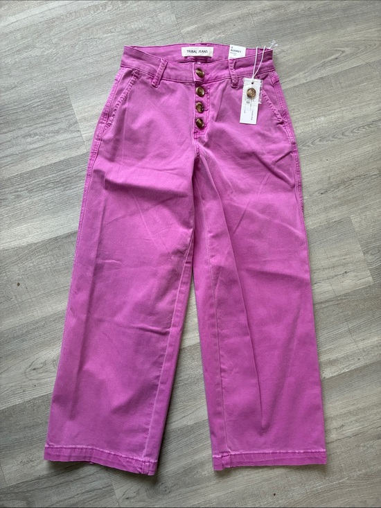 Tribal Denim - NWT Tribal Pink Mid Rise Audrey Cropped Wide Leg Jeans
